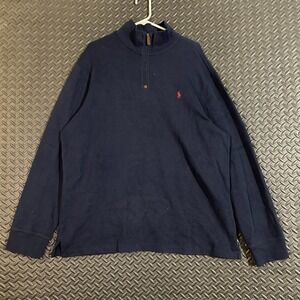 Polo Ralph Lauren Men's XXL‎ Navy 1/4 Zip Pullover Sweatshirt Red Pony Logo